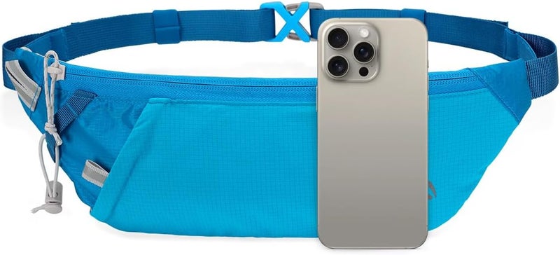 INOXTO Slim Running Belt Fanny Pack for Women and Men Sports Waist Bag Pack with 300ml Water Bottle for Running Walking Cycling Hiking Reflective Running Pouch Belt for All Phones (Black) (Blue) - Image 2
